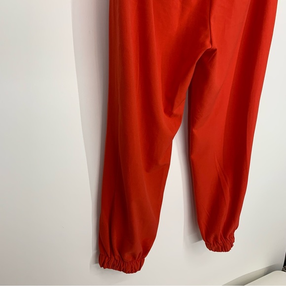 New York & Company Deep Orange Belted Pants Jogger Taper Elastic Slim Ankle - Picture 8 of 16